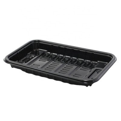 Factory Wholesale Meat Plastic Cake Black Big Food Wide Trays Disposable Tray